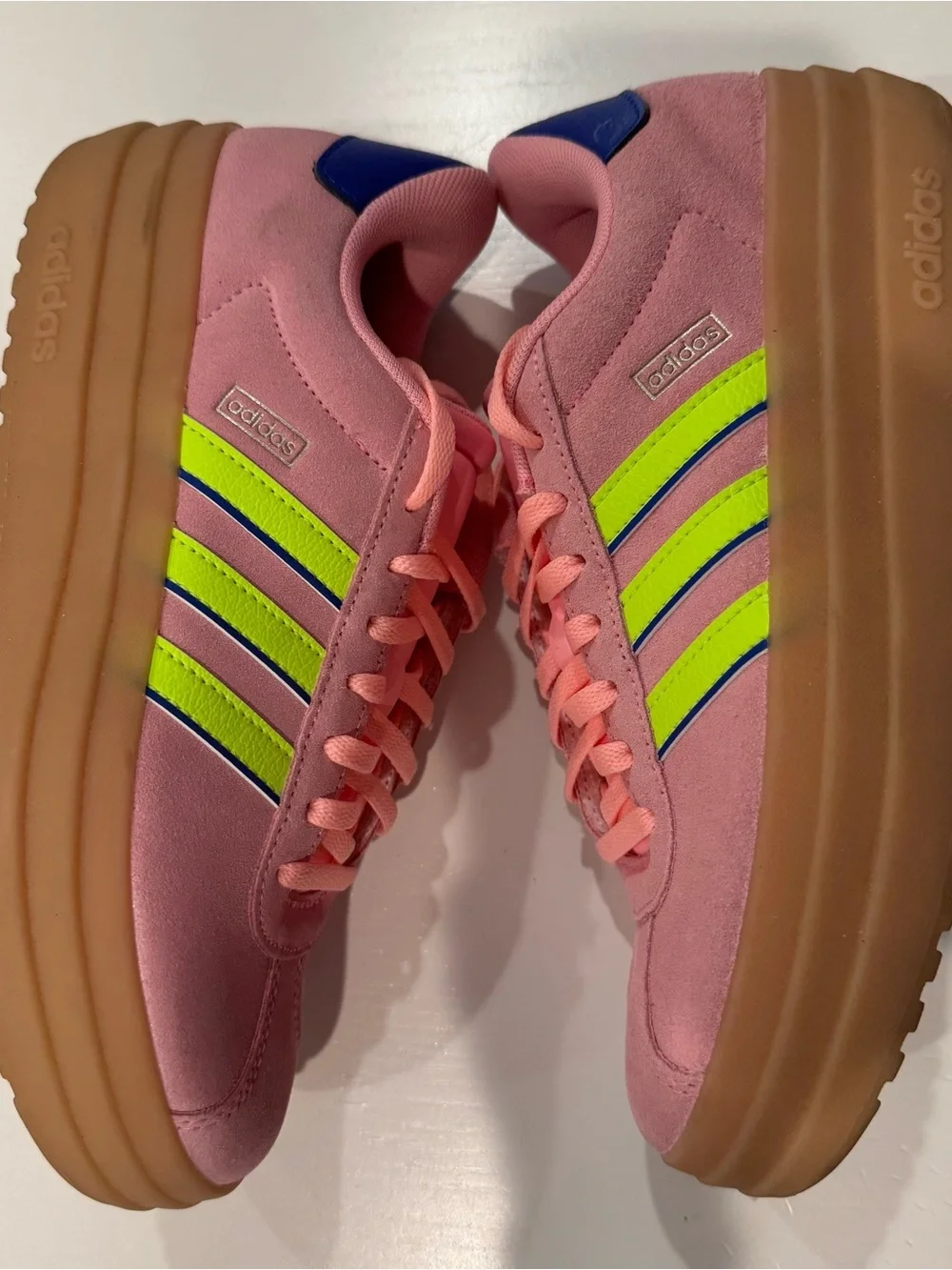 Adidas Women's VL Court Bold Platform Sneaker Pink Lemon Blue Size 5 NIB